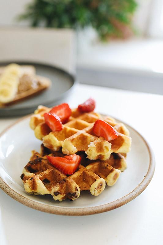 Gaufres liégeoises et ses fraises fraîches